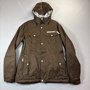Burton Dryride Snowboard Ski Jacket Brown Hooded Women's Size 9 Hiking Gorp EUC